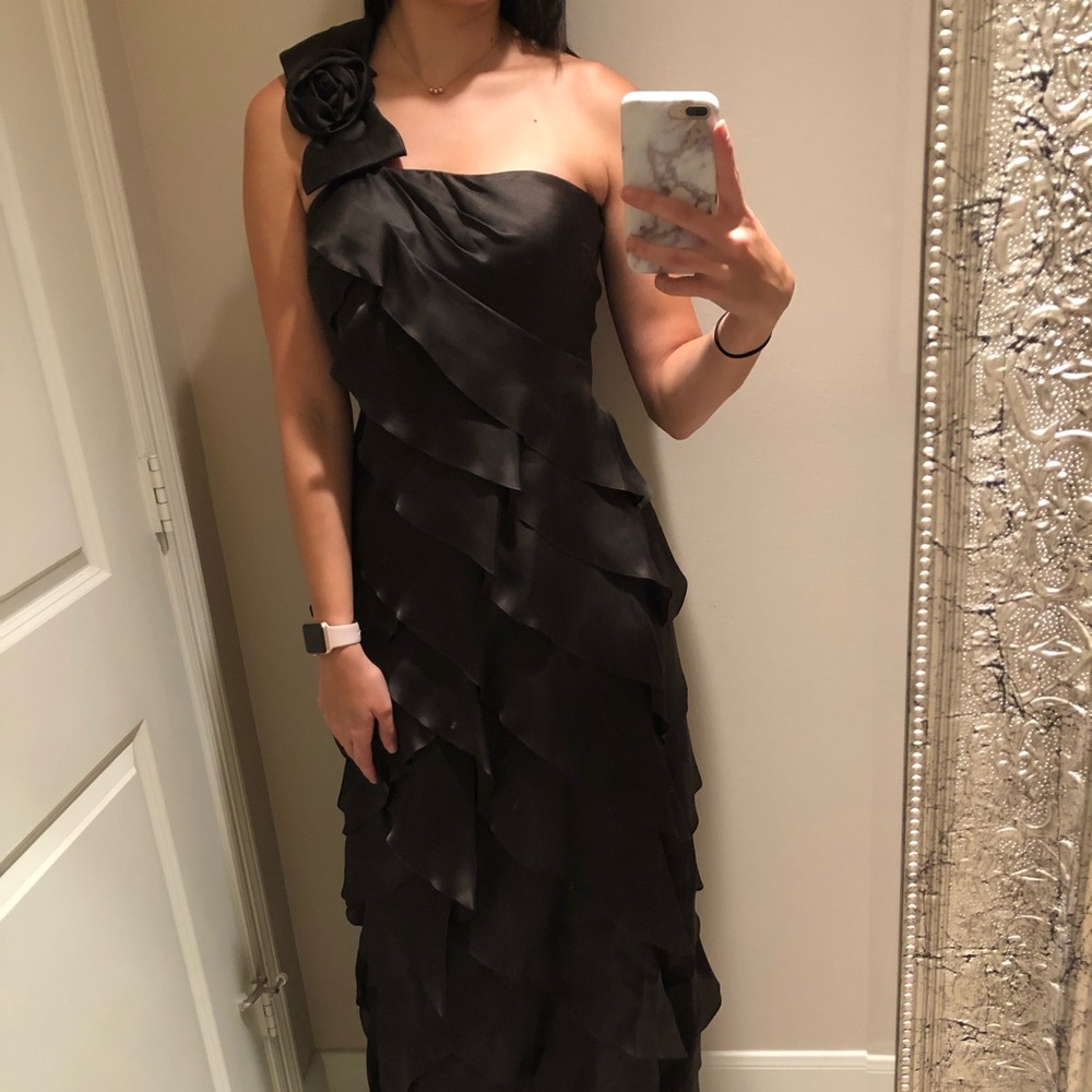 One shoulder floor length dress
